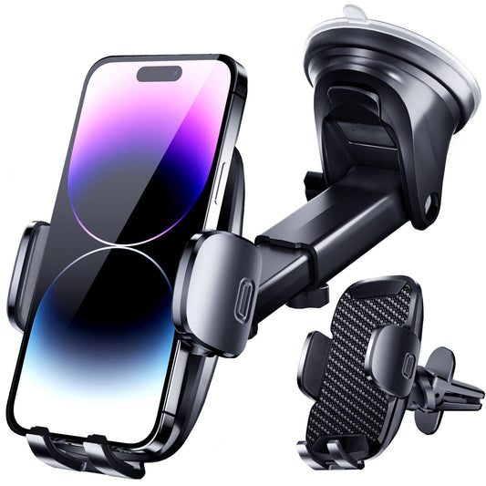 Car Phone Holder, Mobile Phone Mount with Air Vent Clip - Effortless One Button Release Car Phone Mount for Dashboard & Windscreen, 360° Rotatable Car Phone Holder for 4.0-7.0 inches Mobiles,Black