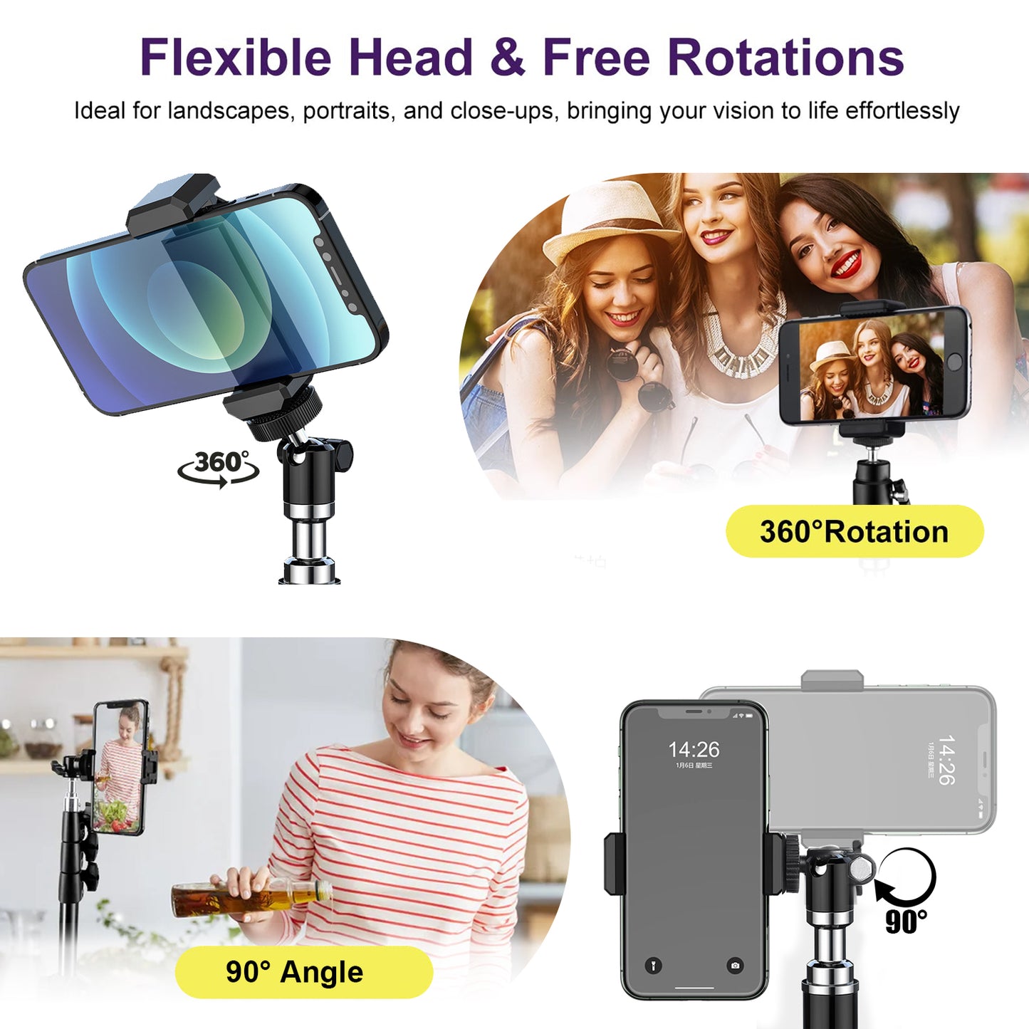 Newest 83" Phone Tripod, Adhino tripod for iPhone and selfie Stick Tripod, Upgraded iPhone Tripod Stand and travel Tripod, Solidest Cell Phone Tripod Compatible with iPhone 14/15/12/Android