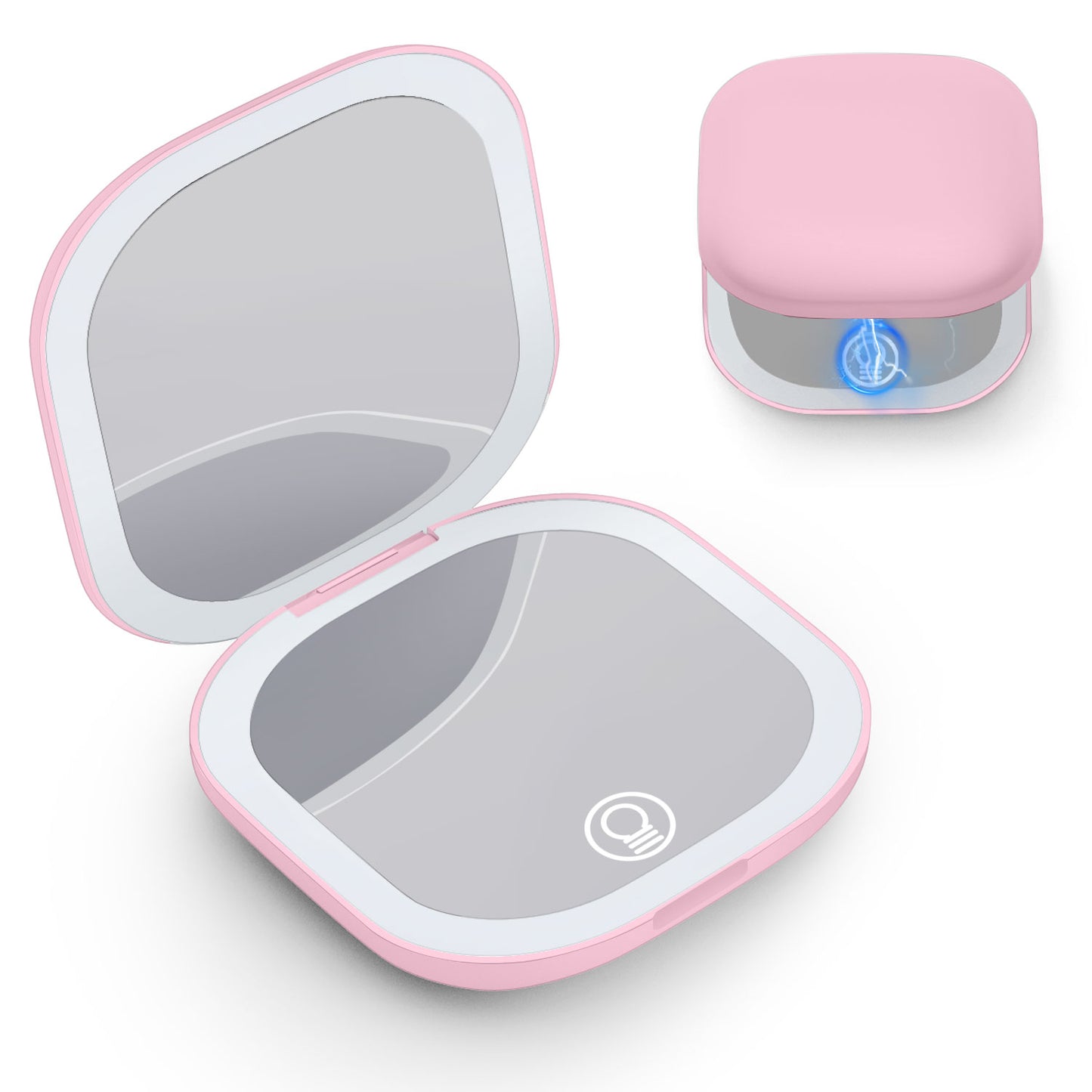 Compact LED Travel Makeup Mirror - 3.5 Inches 1X/10X Magnification Travel Mirror with Light Dimmable Double Sides Lighted USB Rechargeable Compact Mirror for Purse,Pocket,Travel(Pink)