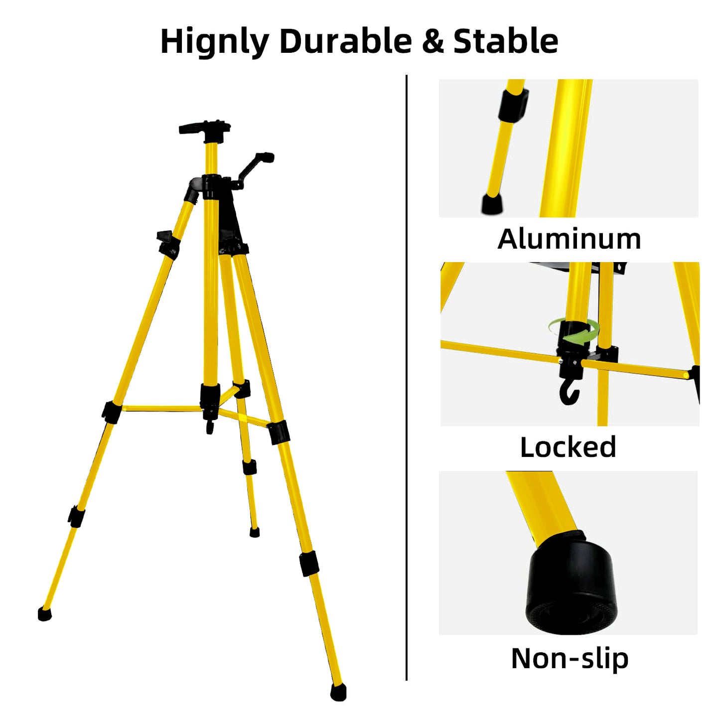 61"-20"Artist Easel Stand, Thick Aviation Aluminum Tripod Display Easel with Portable Bag for Floor/Table-Top Drawing and Displaying, Painting Easel for kids Adult, Spirit Level, Champagne