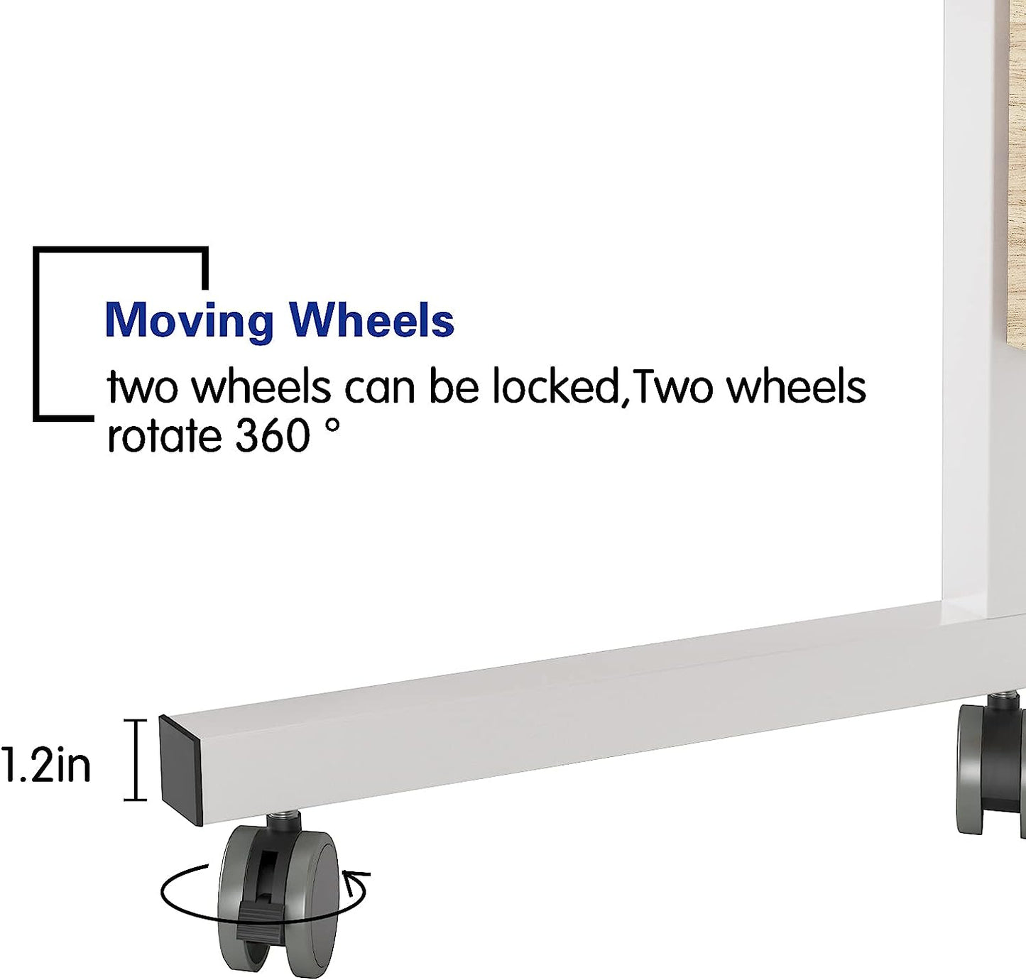 Couch Side Table Rolling Bed Table Snack Table, Height Adjustable Portable Laptop Computer Stand Desks Breakfast Tray Table with Wheels for Living Room Bedroom, Wood, 23.62"L x15.7"W x(27.55-35.43)"H