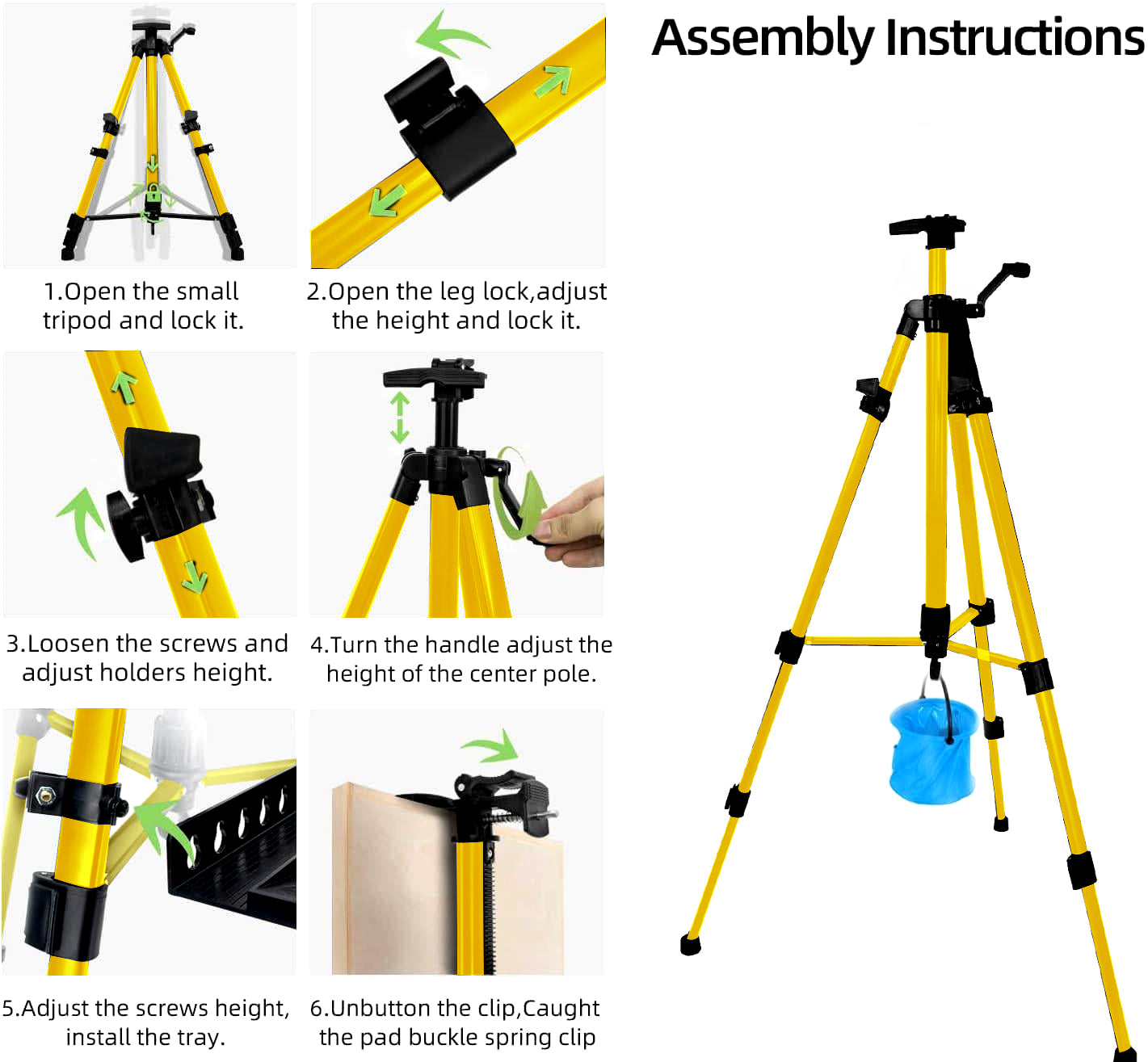 61"-20"Artist Easel Stand, Thick Aviation Aluminum Tripod Display Easel with Portable Bag for Floor/Table-Top Drawing and Displaying, Painting Easel for kids Adult, Spirit Level, Champagne