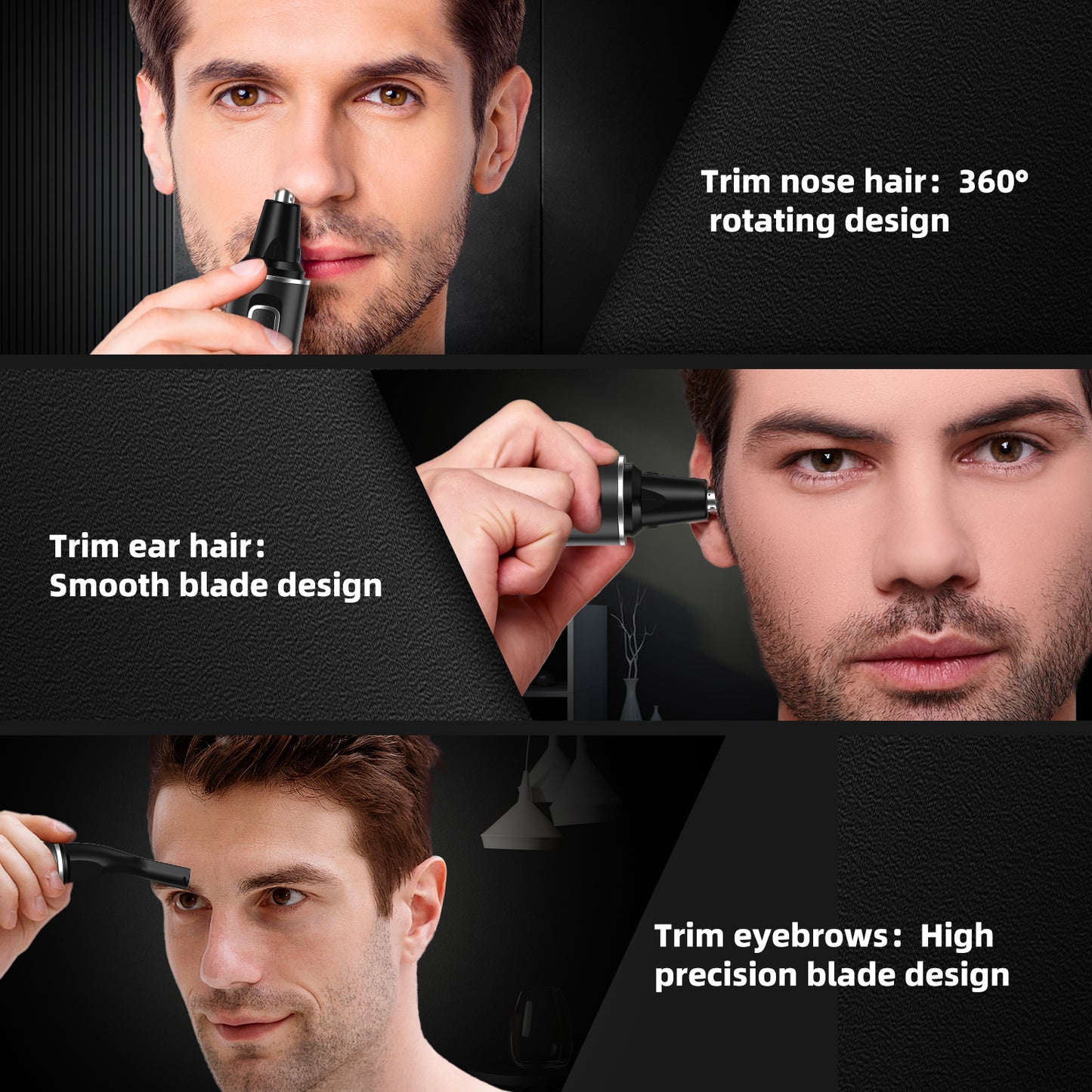 Upgraded Nose and Ear Hair Trimmer, Professional Painless Nose Hair Remover for Men and Women, Electric High-Speed Rotating Waterproof Stainless Steel Nose Hair Trimmer