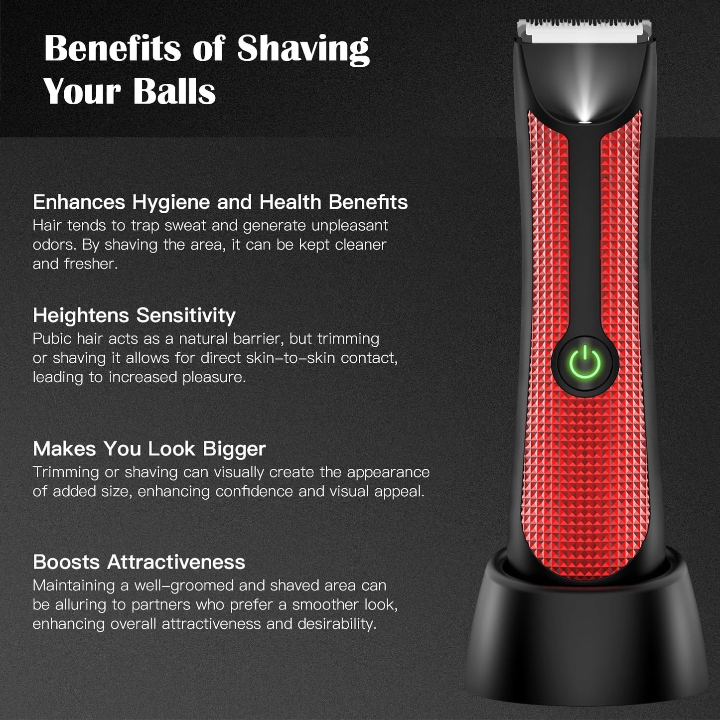 Body Hair Trimmer for Men Women, Professional Brand yoovee Electric Groin Bikini Ball Shaver Razor, Fully Waterproof Ceramic Blade Pubic Hair Trimmer Clipper Body Groomer Kit, Red