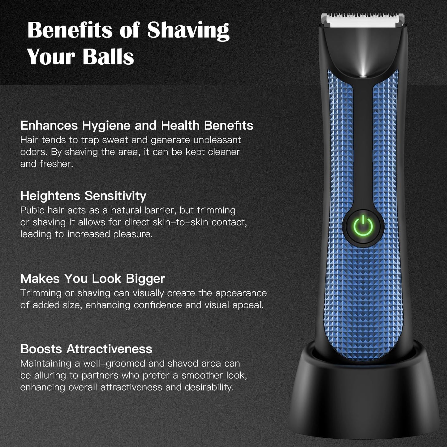 Body Hair Trimmer for Men Women, Professional Brand yoovee Electric Groin Bikini Ball Shaver Razor, Fully Waterproof Ceramic Blade Pubic Hair Trimmer Clipper Body Groomer Kit, Blue